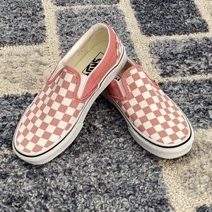Brand New Vans Shoes in a soft rose pink and white checkered print.